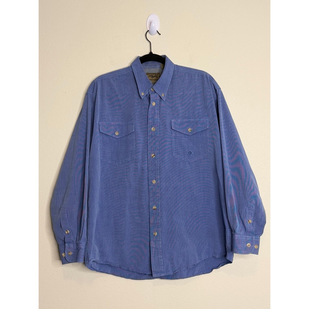 Roper Men's Blue Cotton Chambray Western Button Down Shirt Large